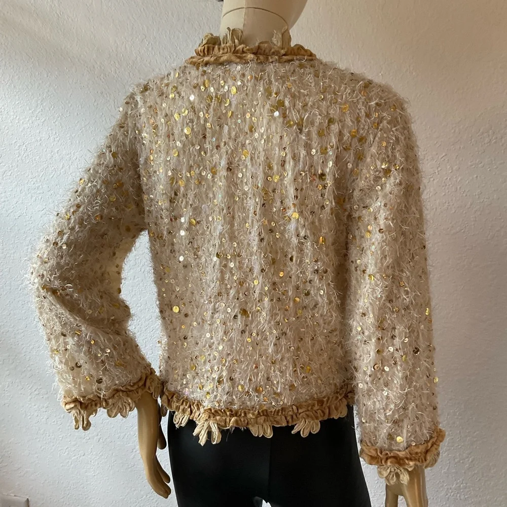 Sequined Cream Women's Blazer Jacket